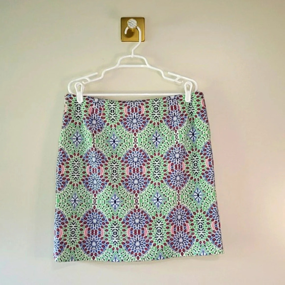 Talbots Pencil Skirt 14 Medallion Artsy Festival Boho Abstract Office Casual - Picture 4 of 9